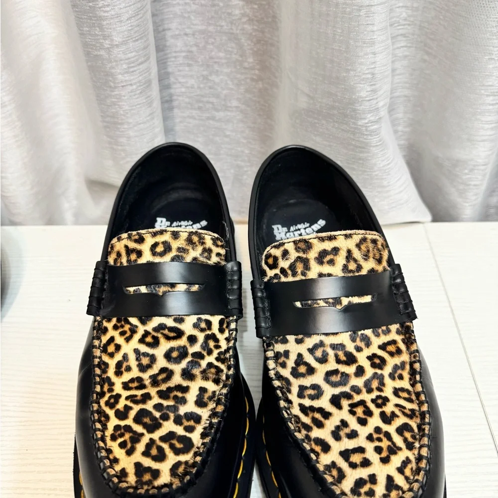 Dr. Martens Black and Leopard Print Loafers - Picture 8 of 12
